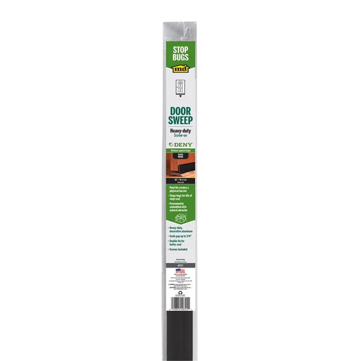 M-D Building Products 5060563 36 x 0.25 in. Aluminum & Vinyl Sweep for Doors, Black