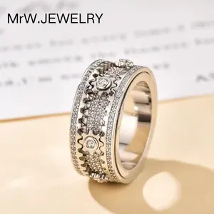 Gear Ring Valentine's Day Birthday Gift Full Diamond Mechanical Couple Zircon Inlaid Couple Diamond Ring for Him & Her
