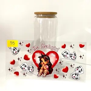 Hearts sad girl glass cup