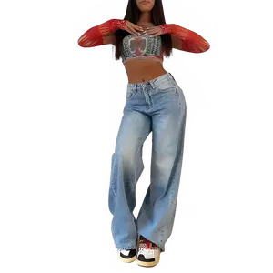 Wide-Leg Pants Hot Girl Loose Jeans Retro American Style Jeans Women Long Women High Waist Straight Denim Pants