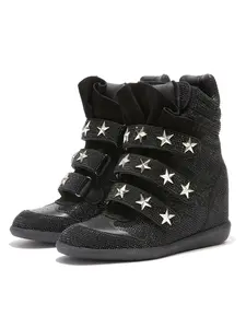 Women's High Top Casual Shoes, Casual Trendy Trainers, Velcro Design, Colorblock, Fall Winter, Trendy, Medium Width, PU Sole, Round Toe, Comfortable