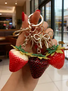 Strawberry Key Chain Resin Realistic Fruit Bag Charm, Casual Style Fruits Pattern, Keychain for Bags, Perfect for Bags and Accessories