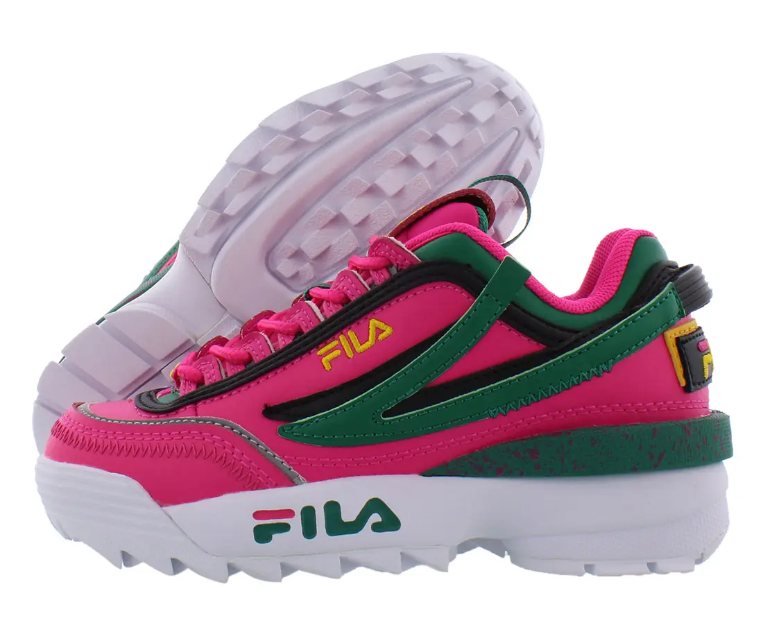 FILA Girls' Disruptor II Exp Edition Chunky Trainer Shoes, Synthetic Casual Sneakers with a Round Toe and Laces, Kids Size 2, Everyday Wear Shoes, Filas Shoe Kid, Chunky Sole