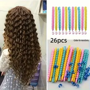 26-Piece Mixed Color Spiral Curling Iron Set, Home or Salon Fashion Waves and Curls, Vibrant Blue, Fun Hair Accessories