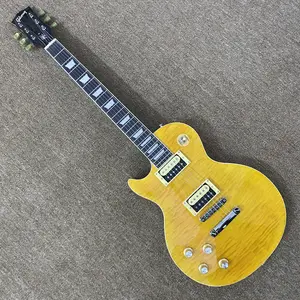 Left-hand Les Paul Guitar yellow Mahogany body  22 frets flame maple top Chrome-plated hardware zebra pickups Rosewood fingerboard 6 strings Chrome-plated hardware