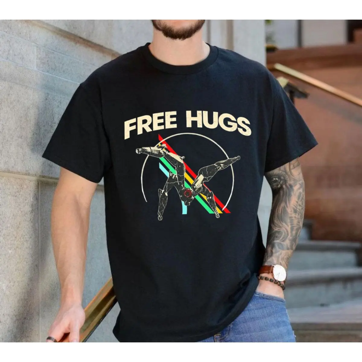 Free Hugs Arc Raiders Leaper T Shirt, Leaper Sci Fi Design, Funny Arc Raiders Sweatshirt, Vintage Arc Raiders Inspired Parody Hoodie, Gag Gift, Unisex Sweater Pullover Tee