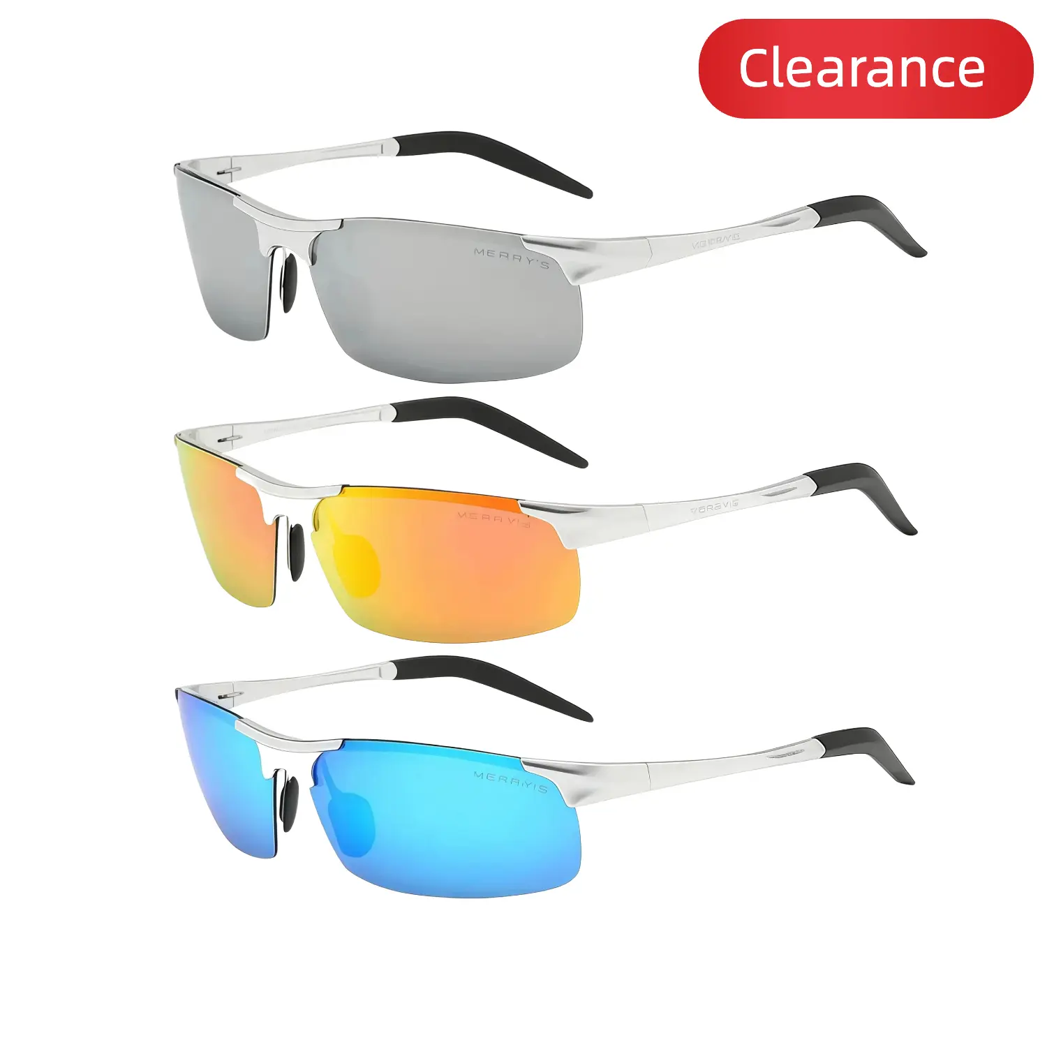 Paleshy 3 Pairs Polarized Sports Sunglasses for Men Half Frame Goggles Glasses UV400 Protection Al-Mg Metal Alloy Frame for Running Fishing Outdoor