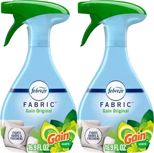 Odor-Fighting Fabric Refresher with Gain Original Scent 16.9 fl oz Pack of 2 USA Made for Fresh Smelling Fabrics - Cleaning