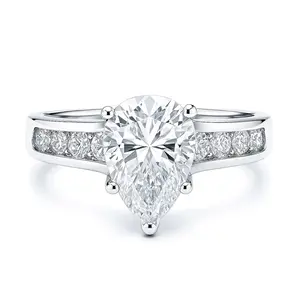 Solitaire 3ct Pear CZ Ring in Sterling Silver