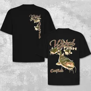 Vintage Wicked Fish Catfish T-Shirt, Fishing Gear for Outdoor Enthusiasts, Largemouth Bass Graphic T-Shirt, Fishing Lover Gift for Dad, Fisherman Outfit, Lake Life Apparel, Cool Outdoor Streetwear, Vintage Fishing Humor Tee for Men Women