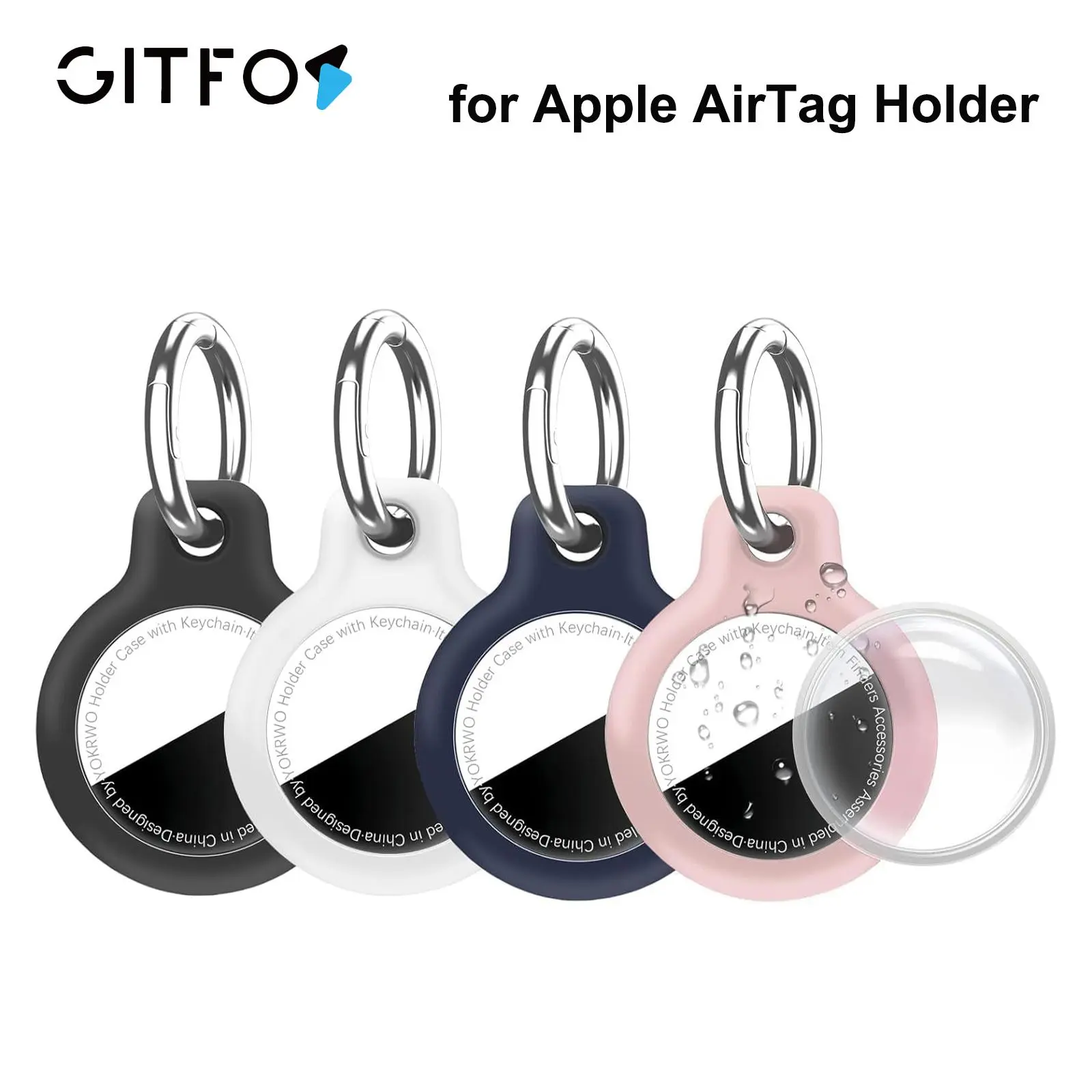 GITFOS Waterproof TPU Case for Apple AirTag Holder Anti-Scratch GPS Tracker Air Tag Key Chain Cover for Keychain Pet Luggage