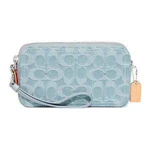 COACH Kira 19 Small Blue Logo Jacquard Fabric Camera Crossbody Bag for Women