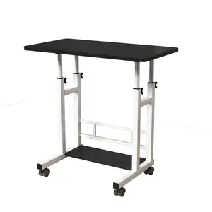 Small Standing Desk Adjustable Height, Mobile Stand Up Desk for Laptop, Portable Computer Table for Home Office Work and Walking Pad Treadmill 31.5x15.75 Inches Height 27.16"-35.43" Black