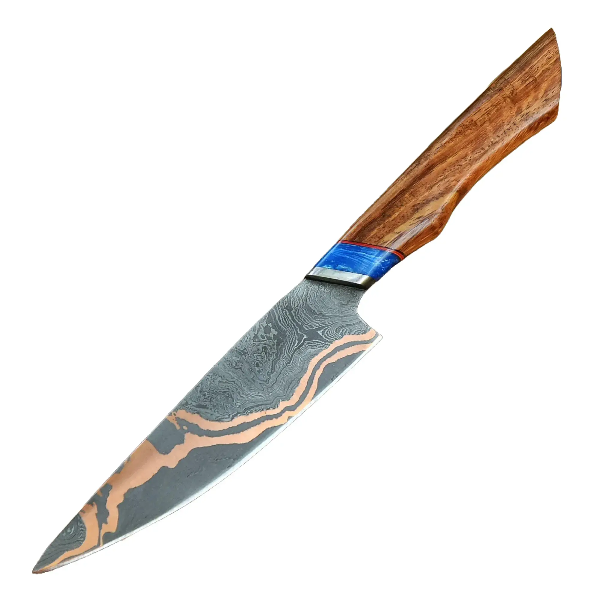 Luxury RARE Copper Damascus Chef Knife - Handmade Kitchen Knife - Copper Blade Chef Knife Unique Steel  Meat Vegetable Bbq