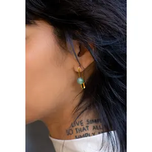 Roxy Aventurine Safety Pin Earrings