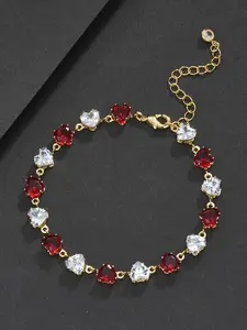 1pc Heart-Shaped Hip-Hop Bracelet, Beautiful Heart-Shape Jewelry, Valentine's Day Gift, Birthday Gift, Date Night Accessory, Trendy Jewellery Accessories, Heart Charm Bracelet