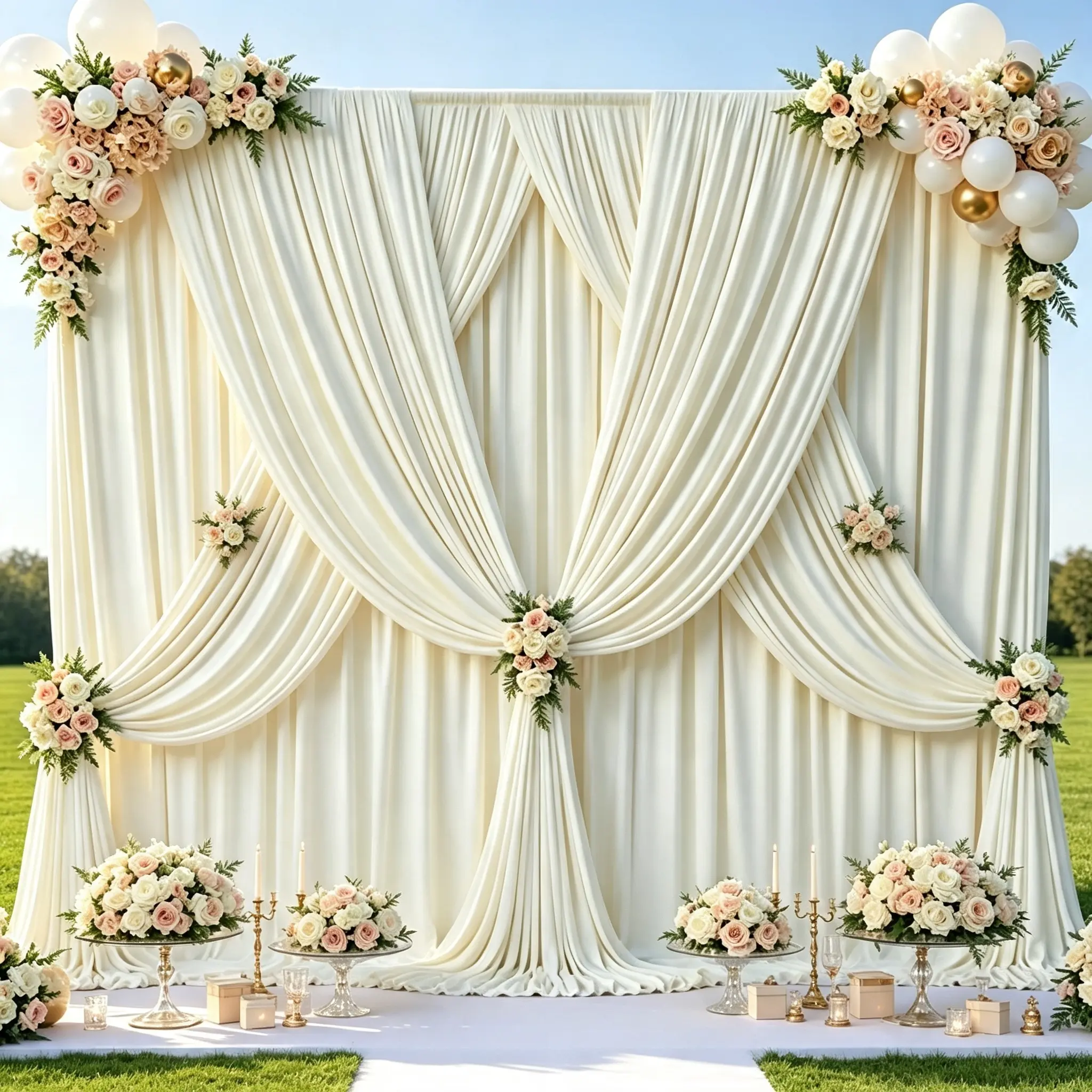 6 Panels Wrinkle-Free Polyester Backdrop Curtains 5x10ft/5x12ft ) Festive & Party Decor for Holiday, Wedding Events  Photography Baby Shower Birthday Background