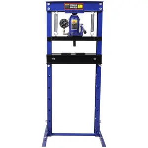 20Ton Bottle Jack Shop Press with Gauge, Bend, Straighten, or Press Parts, Install Bearings, U-Joints, Bushings, Ball Joints, and Pulleys,Blue