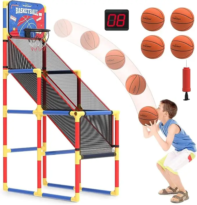 Basketball Hoop Arcade Game W/Electronic Scoreboard Cheer Sound, Basketball Hoop Indoor Outdoor W/4 Balls, Basketball Game Toys Gifts