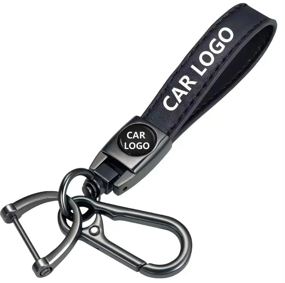 12-CorvetteBALCK  Genuine Leather Car Keychain,Universal Heavy Duty Metal Key Chain Accessories,Car Fob Key Keychain Holder with 360 Degree Rotatable Snap Swivel and Anti-Lost D-Ring for Men Women