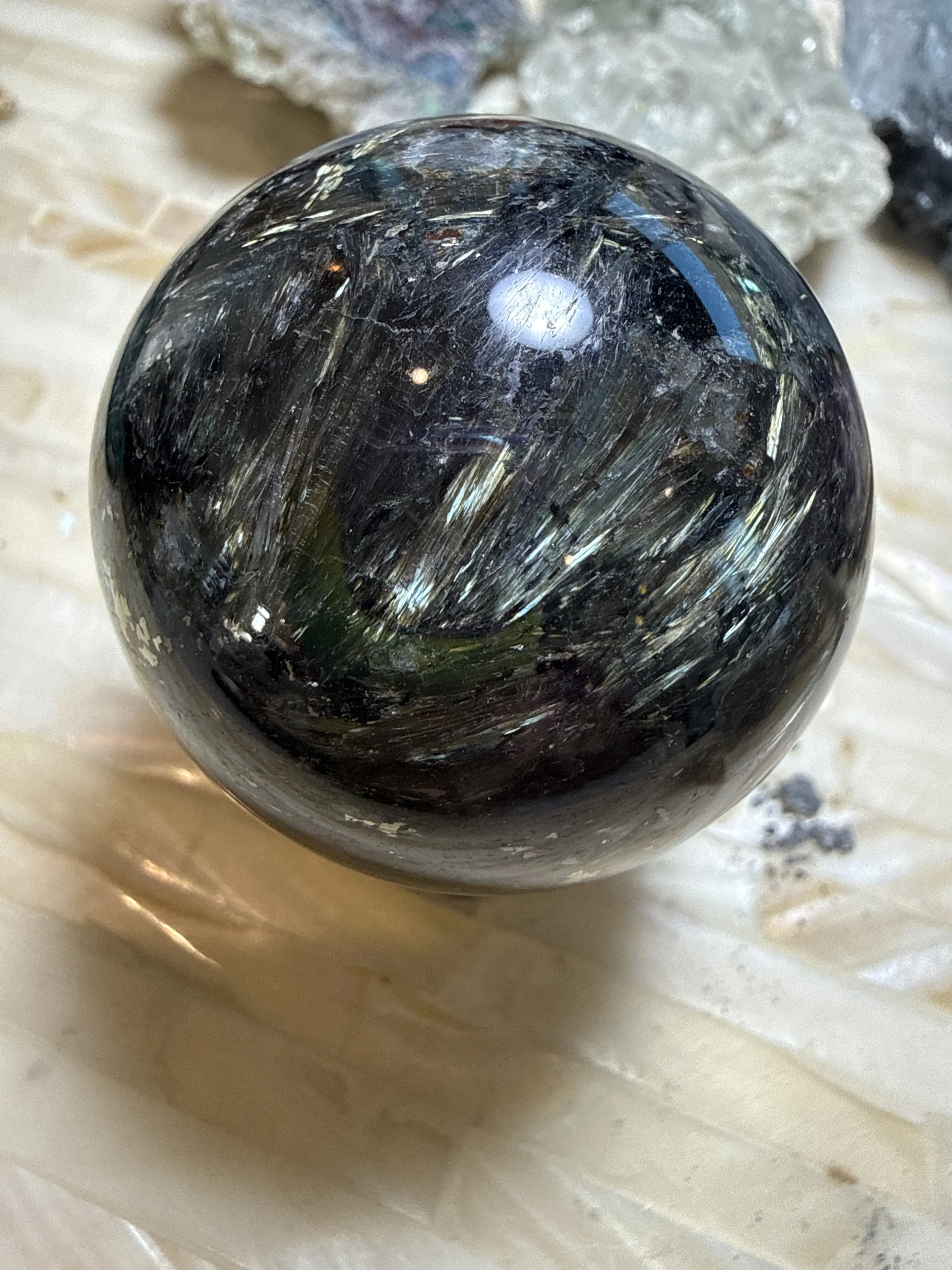 Garnet and Astrophyllite Sphere