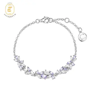 EOM Wisteria Flower Bracelet Delicate Sparkling Cubic Zirconia Jewelry Christmas Birthday Weddings Anniversaries Parties Gift Daily Wear mothersdaygift