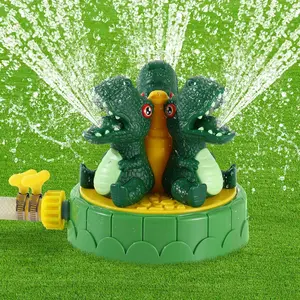 Osaisai Dinosaur Sprinkler for Kids-Cute Outdoor Water Toy Spray Swimming Pool Toy with 2 Hose Clamps 3 Nozzles Fun Summer Play Water Toys for Backyard Lawn Garden Game Activities Pet Boys Girls, Green
