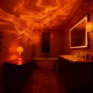 Rechargeable IP65 Waterproof Shower Lamp Set - 16-Color Ocean Wave Projector, Remote & Touch Control, 3 White Modes, USB-C, for Bathroom & Spa (Home Improvement Novelty Lighting Gift)