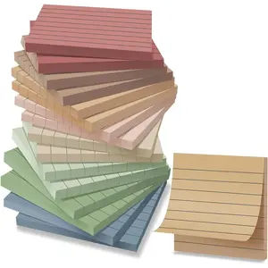 (16 Pack) Lined Sticky Notes 3x3 in Ruled Stickies Super Sticking Power Memo Pads Vintage Colors