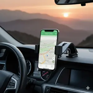 Dual Mount Car Phone Holder - Universal Smartphone Holder, Suction Cup Mount & Clip On for Dashboard Air Vent. Non Slip Silicone with Shock Absorbing Design. Fully Adjustable for Hands Free Calls Navigation Multi Devices Easy Installation.