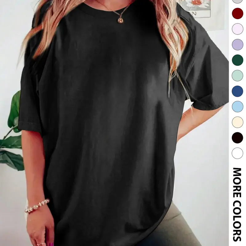 Women's Cross & Heart Print Round Neck Tee, Fashion Casual Crew Neck Short Sleeve T-Shirt Top for Daily Wear, Ladies Clothes for All Seasons