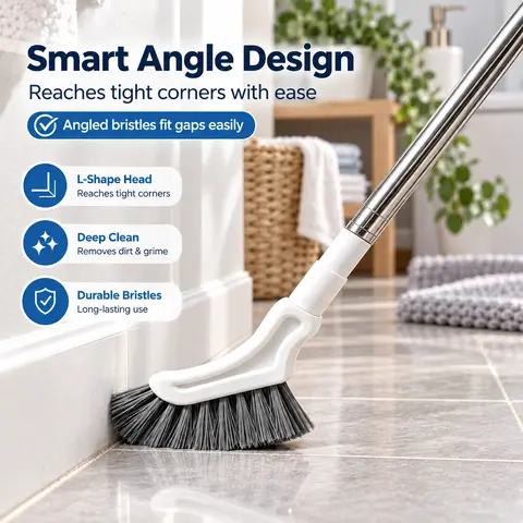 Stainless Steel Adjustable-Length Telescopic Long-Handle Crevice Cleaning Brush, Narrow Gap Cleaner for Bathroom Hard-to-Reach Spaces