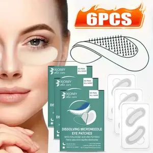 6pcs Hyaluronic Acid & Plant Extract Micro Needle Hydrating Eye Patches, Moisturizing & Firming, Suitable for All Skin Types, Single Pack, Hydrate