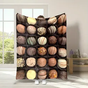 A Cozy Flannel Blanket Featuring a Chocolate Dessert Design - Gentle And Ideal for Any Season, Perfect for Use on Sofas, Beds, in Offices, And While Traveling - an Excellent Present for Loved Ones