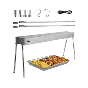 VEVOR Food Heat Lamp, 500W Bulbs, Commercial Food Warmer Light, Electric Stainless Steel French Fry Heating Lamp, Free - standing, Catering Food Warming Equipment for Kitchen Buffet Restaurant, Silver