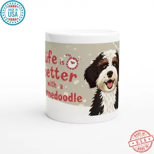 [Sale off up to 50%] Cute Bernedoodle Puppy Mug - Holiday Gift - Life is Better with a Bernedoodle