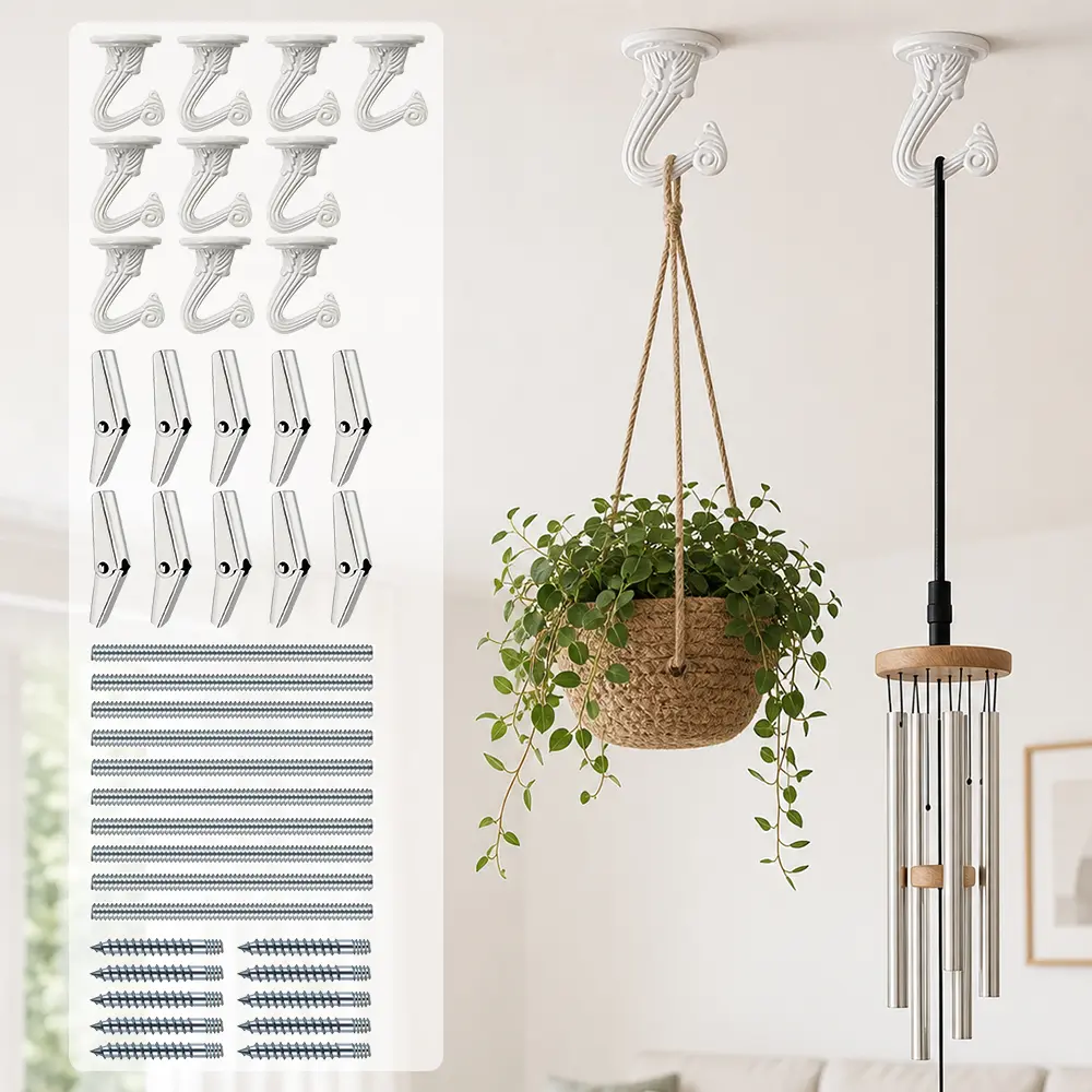 10Sets Ceiling Hooks - Heavy Duty Metal Swag Hook With Hardware And Toggle Wings For Hanging Plants Ceiling Installation Cavity Wall Fixing