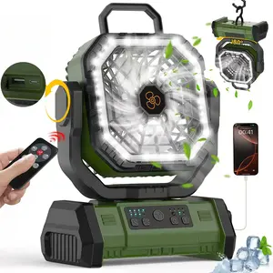 Ultimate 3-in-1 Outdoor Fan with Light - 30000mAh Rechargeable Battery Operated Fan, Heavy Duty Hanging Fan for Camping, Patio & Power Outage