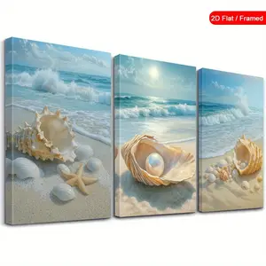 Ocean Wave Canvas Art Print, Vintage Style Wall Decor, Modern Home Decoration for Living Room Bedroom Family Office