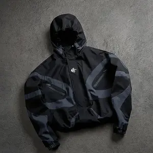 Men's zipper  jacket hooded, fashionable long-sleeved coat for spring and autumn, streetwear outfits , lightweight windproof outdoor jacket, preppy style menswear. Casual Stylish