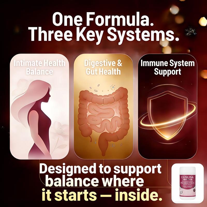 GUSUSA Women's Probiotic Super Bundle – 50 Billion CFU, 16 Advanced Strains Natural Long-Lasting Feminine Moisture, pH Balance, Odor Elimination, Gut & Immune Support. Rebuild from Within with Sugar-Free, Vegan, Organic Prebiotics.