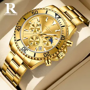 ONTHEEDGE Gold Men's Watch | Stainless Steel Luxury Bracelet | Waterproof Automatic Style Watch,Luxury Style,Premium Design,Premium Build watch for men,gift for him