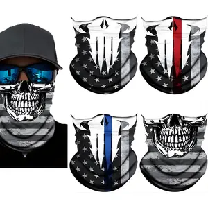 4 Pack Skull Neck Gaiter Mask UV Protection Bandana Gator Face Cover Covering Mask Tube Scarf Neck Warmer Balaclava Headband windproof