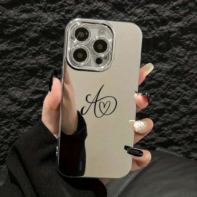 Interlocking Initial Monogram Phone Case, Minimalist Black Clear Bumper for iPhone 17 16 15 14 13 12 11 X Plus Pro Max, Monogram Birthday Gift