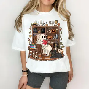 Ghost Reading Romantasy Book Tee, Fantasy Romance Halloween Sweatshirt, Book Lover Hoodie, ACOTAR T-Shirt, Fourth Wing, Zodiac Academy, Cruel Prince