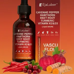 EjaLuber Cayenne Pepper Supplement Liquid Drops with Hawthorn Berry Vitamin D3 K2 Beet Root Powder Ceylon Cinnamon Turmeric Curcumin Organic Panax Ginseng for Enhanced Energy & Well-being - Healthcare