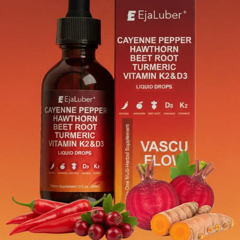 EjaLuber Cayenne Pepper Supplement Liquid Drops + Hawthorn Berry, Vitamin D3 K2 Beet Root Powder, Ceylon Cinnamon, Turmeric Curcumin, Organic Panax Ginseng