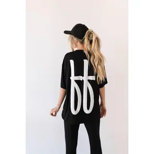 Short Sleeve Women's Bamboo Lounge Set | Black ff Signature