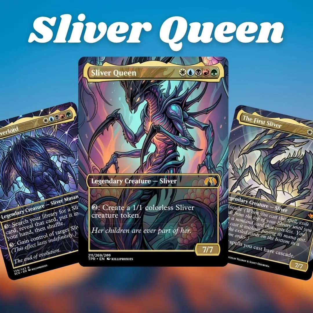 Proxy 100+ Cards Commander Deck - Sliver Queen High Power Casual Sliver Tribal 5-Color Swarm & Combo Synergy Ready-to-Play Magic Deck, Ideal Gift for Sliver Fans & MTG Tribal Collectors