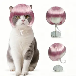 TESSVEYA Pet Wig Funny pet  Cute design  Dog hair decoration Cat Wig - DIY Cut Cosplay Wear, Funny Hair Pet Accessory with Elastic Band & Anti-Slip Buckle, Halloween Costume (Fits 25cm Head Circumference)et,summervibes outdoorfun Kitty Kittens